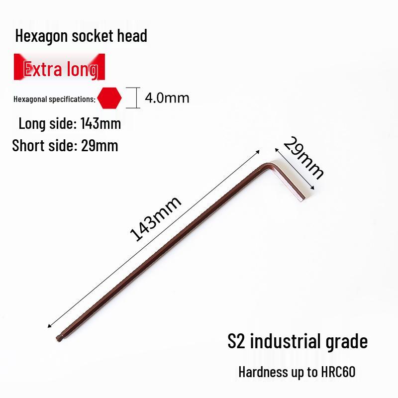 S2 Extended Ball Head Hex Key Wrench, High Strength Hardened 5mm/4mm Hexagonal Tool