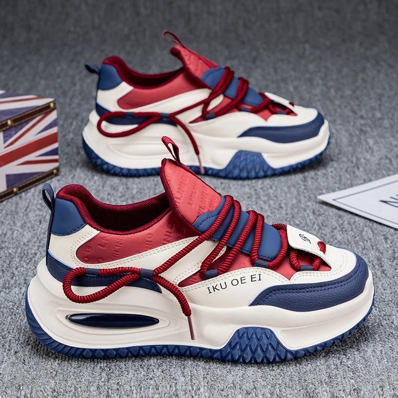 Fashion Chunky Sneaker Plus Size 45 46 47 48 Men Designer Sport Shoes Fashion Casual Leather Fabric Height Increased Flat Platform Shoes