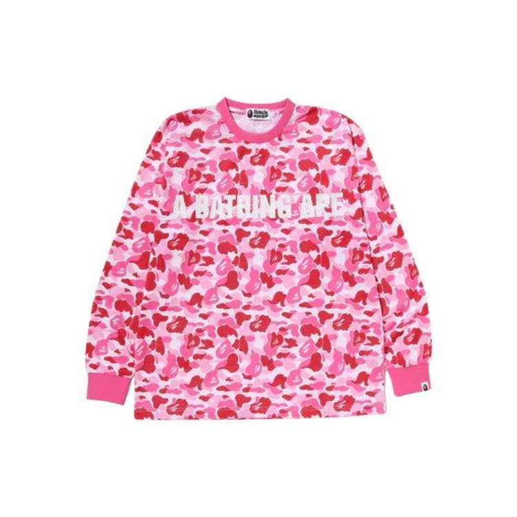 Bape Abc Camo Siateczkowa Luźna Koszulka z Długim Rękawem 1J30-111-002