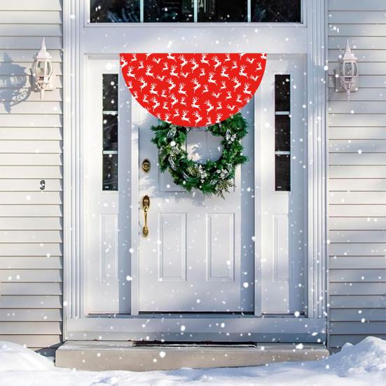 Christmas Banner Half Fan Banner Flag for Indoor Outdoor Holiday Party Decor Polyester Door Curtain for Living Room Wall Fireplace