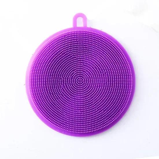 New Kitchen Portable Dish Washing Scrubber Silicone Bowl Cleaning Brush Cloth Scouring Pad Pot Kitchen Cleaning Dish Sponge Tool