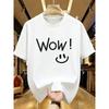 Men's Summer Pure Cotton Casual Loose Fashion Simple Smiling Face Pattern Printed Comfortable Short Sleeved T-shirt