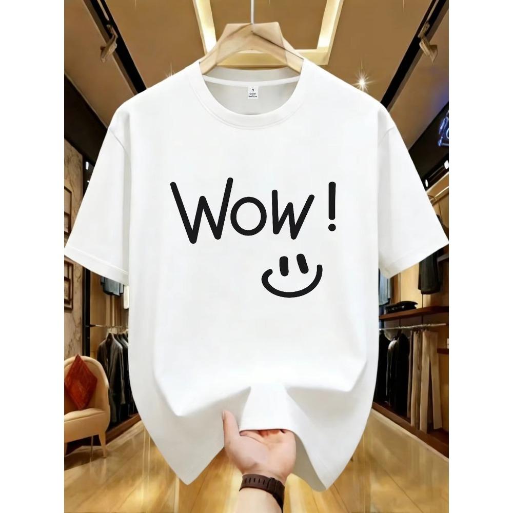 Men s Summer Pure Cotton Casual Loose Fashion Simple Smiling Face Pattern Printed Comfortable Short Sleeved T-shirt S