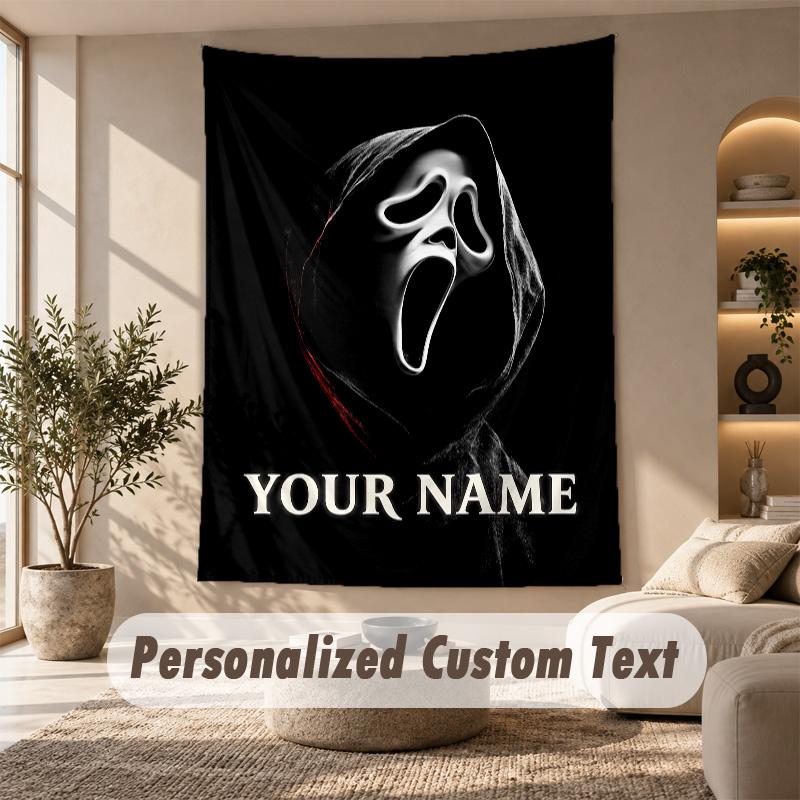 Tapestry Custom Name Text, Wall Hanging Tapestry Home Room DecorScream Ghostface