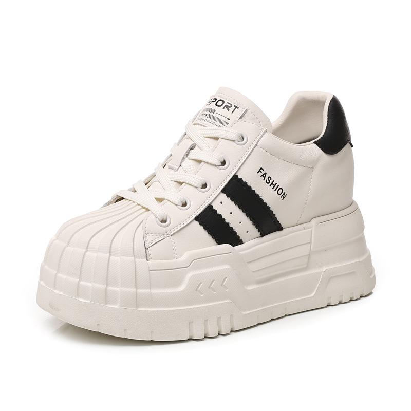 5598-2 Basic Versatile Inner Height Increasing Thick-soled Little White Shoes Women's 224 Autumn Breathable Soft-soled Muffin Casual Shoes