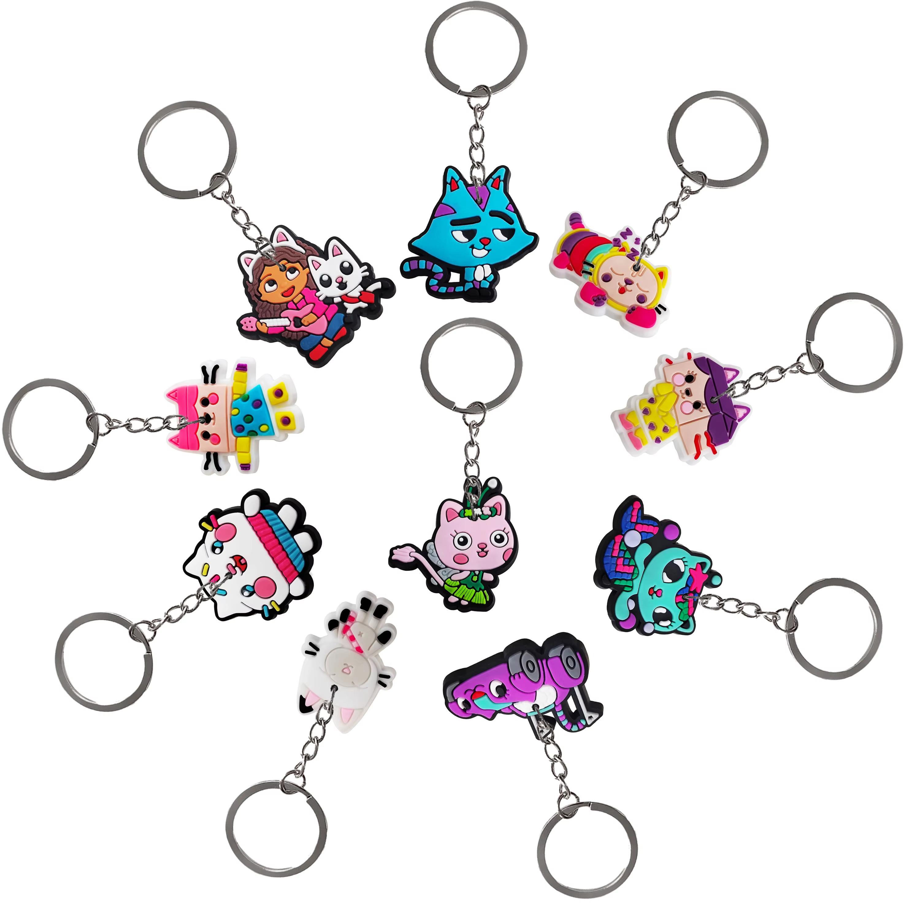 

Gabby Dollhouse Cats Keychains Birthday Party Decoration Stuffer School Carnival Reward Party Decoration For Kids Favors Present 10pcs