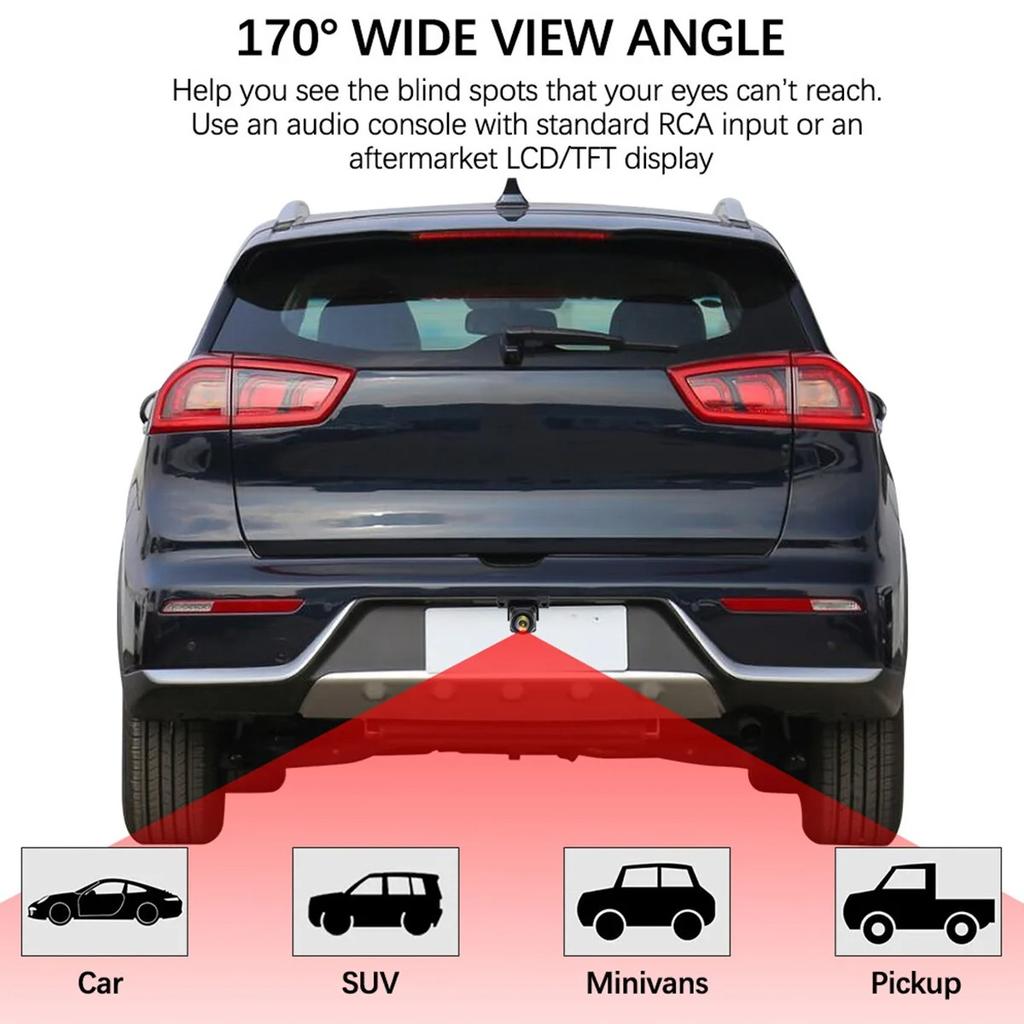 720P/1080P Car Rear View Camera 170° Wide View Angle Adjustable Night Vision Waterproof Auto Parking Backup Camera