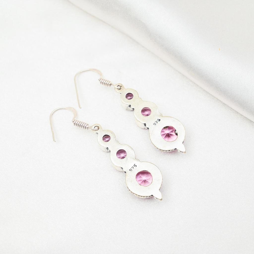 Boucles d'oreilles Kunzite Rose Bijoux en Pierres Précieuses, Boucles d'oreilles en Argent Sterling Massif 925, Bijoux Faits Main Boucles d'oreilles Pierre de Naissance, Cadeau Pour Lui