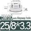 60-Teeth 5M Timing Pulley, T-Slot Width 16/21/27mm, BF Type Stepped with Machined Hole 6-20mm