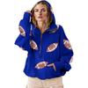 Hooded Sweatshirt for Women Half Zip Oversized Hoodies with Sequin Rugby Print Fall Casual Pullover Tops with Pockets