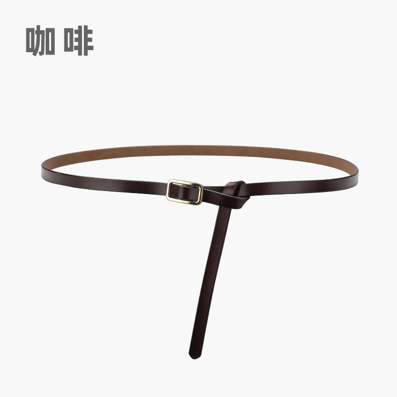 

Женский кожаный простой тонкий ремень с узлом, маленькая пряжка-солнце, коровья кожа, декоративный ремень для платья 105cm