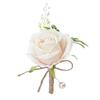 Best Man Brooch Pastoral Style Natural Romantic Realistic Rose Decorative Faux Pearl Wedding Party Groomsman Coat Pin Wedding Prop