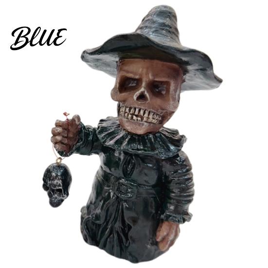 Wizard Skeleton Statue Gothic Figurine Small Resin Skull Statue Day of The Home Decor Dead Halloween Decoration for Shelf Desktop Office