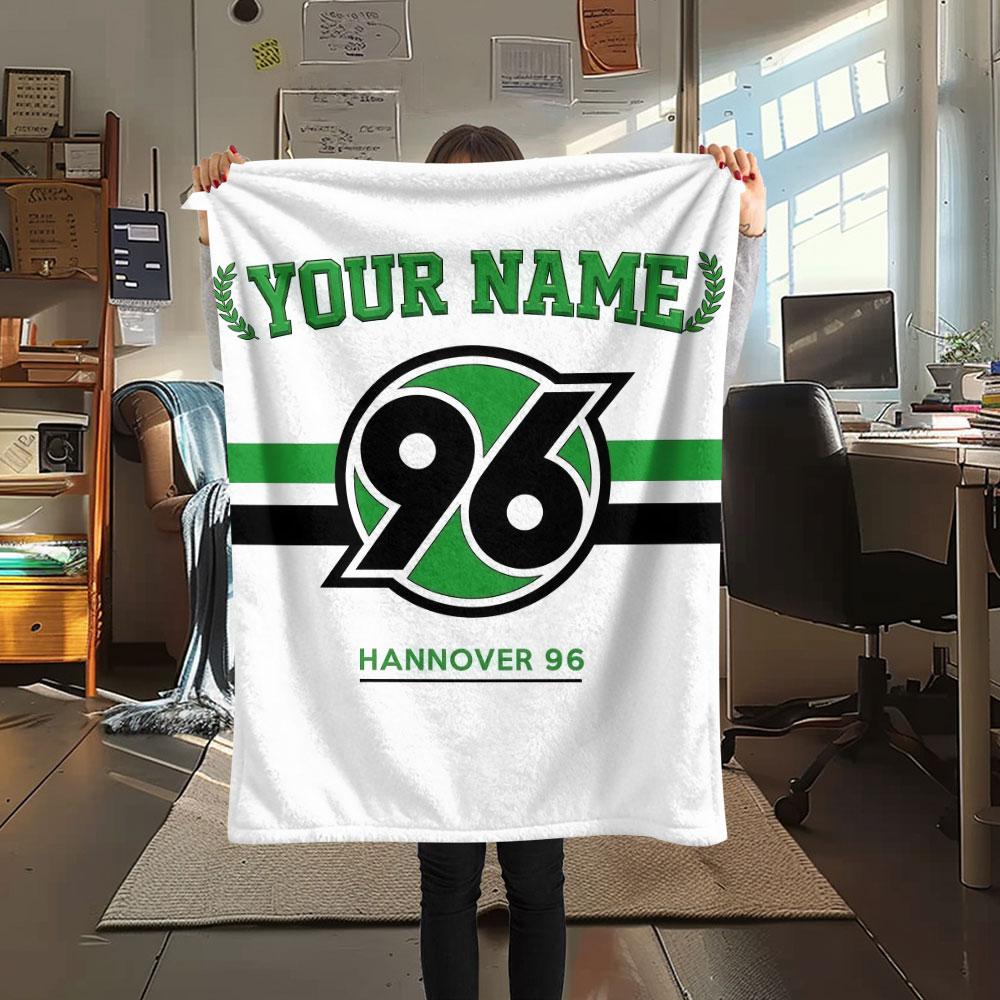 Custom Name,Hannover 96 Printed Flannel Blanket, soft throw for bedroom sofa, washable, Christmas present, great gift.