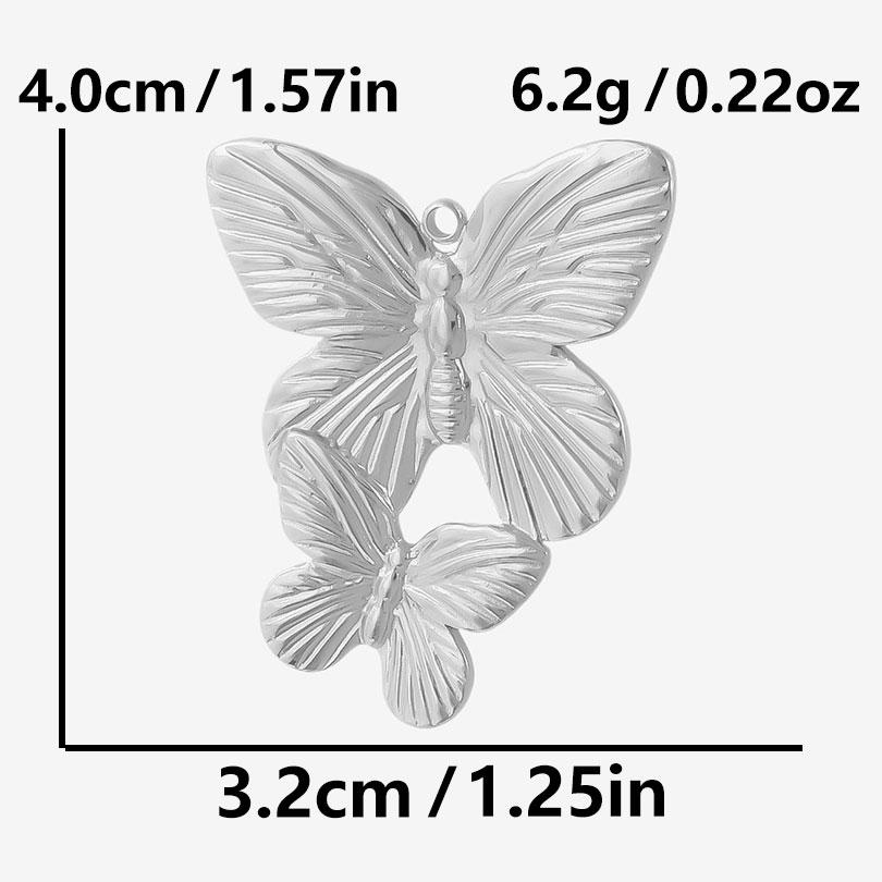 6pcs/Lot Silver/Gold Color Butterfly Animal Pendant Stainless Steel Charm For Jewelry Making Supplies Handmade Keychain Necklace