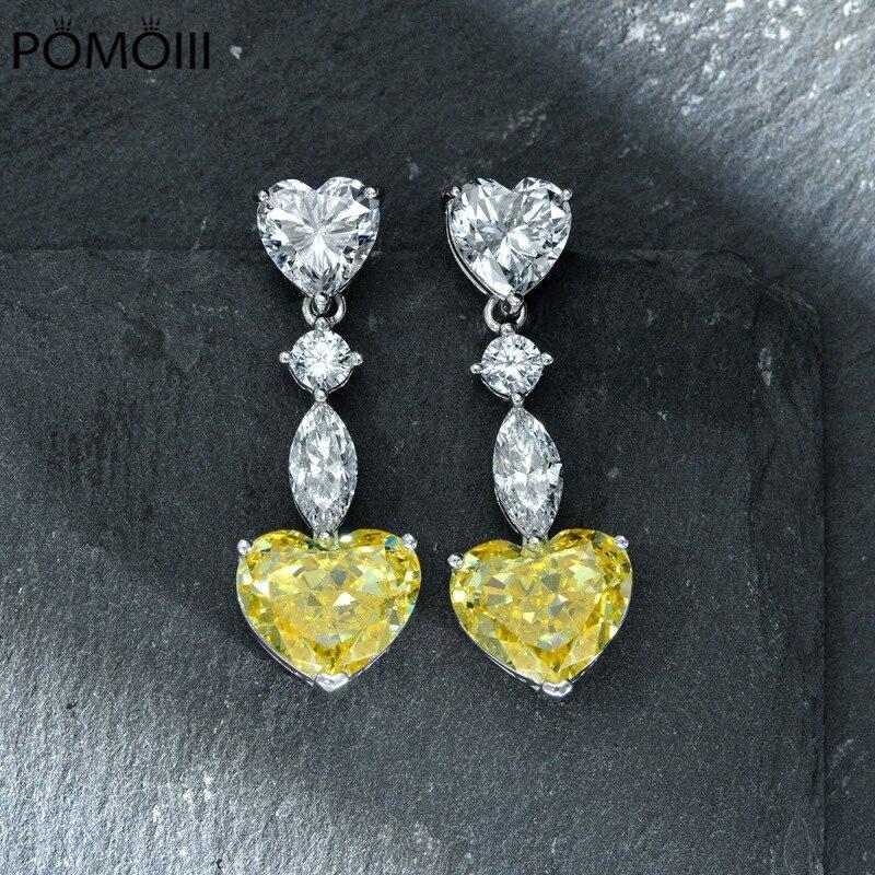 Luxury S925 Sterling Silver Drop Earrings For Women Sparkling 10*12mm Diamond Earring Female Jewelry Ladies Diamond Earring Gift