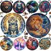 Medium Difficulty Wood Jigsaws for Kids Adult Animal Puzzle Wood Beautiful Lion Animal Puzzle Cat Wooden Puzzle