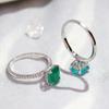 18k Gold  Vintage Emerald Topaz Diamond Rings for Women Genuine Jewelry Wedding Anniversary Resizable Rings Gift Wholesale
