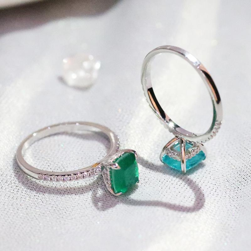18k Gold  Vintage Emerald Topaz Diamond Rings for Women Genuine Jewelry Wedding Anniversary Resizable Rings Gift Wholesale