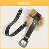 Decorative Rivet Waistband With Artificial Fur Design And Carved Buckle Needle