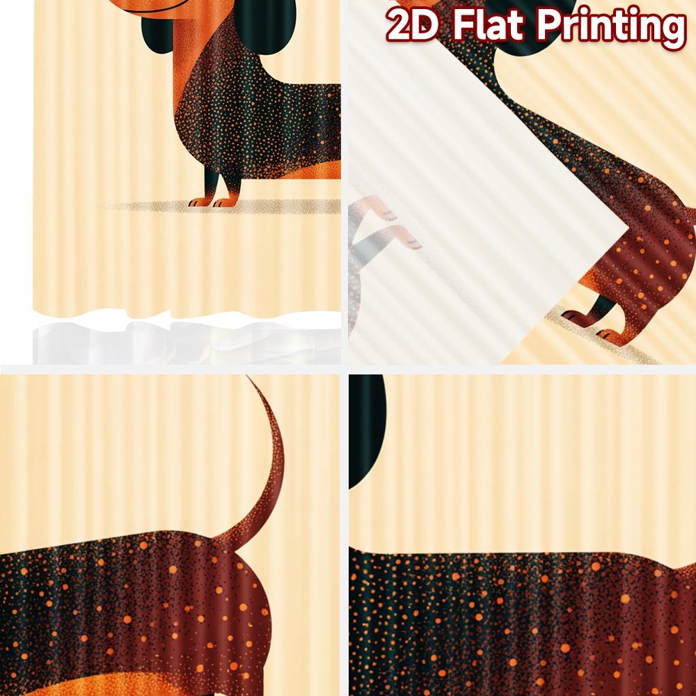 2D flat printing 2pcs Scene Curtain Dachshund dog cute pet Digital Printed Polyester Drapes Family Party Perfect for All Season