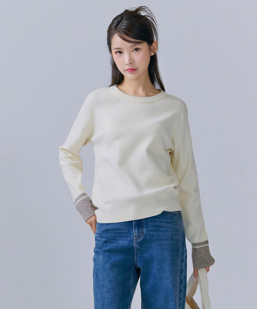 CHASECULT Women'S Color-Block Sleeve Round Sweater-Cfrg5261C0A