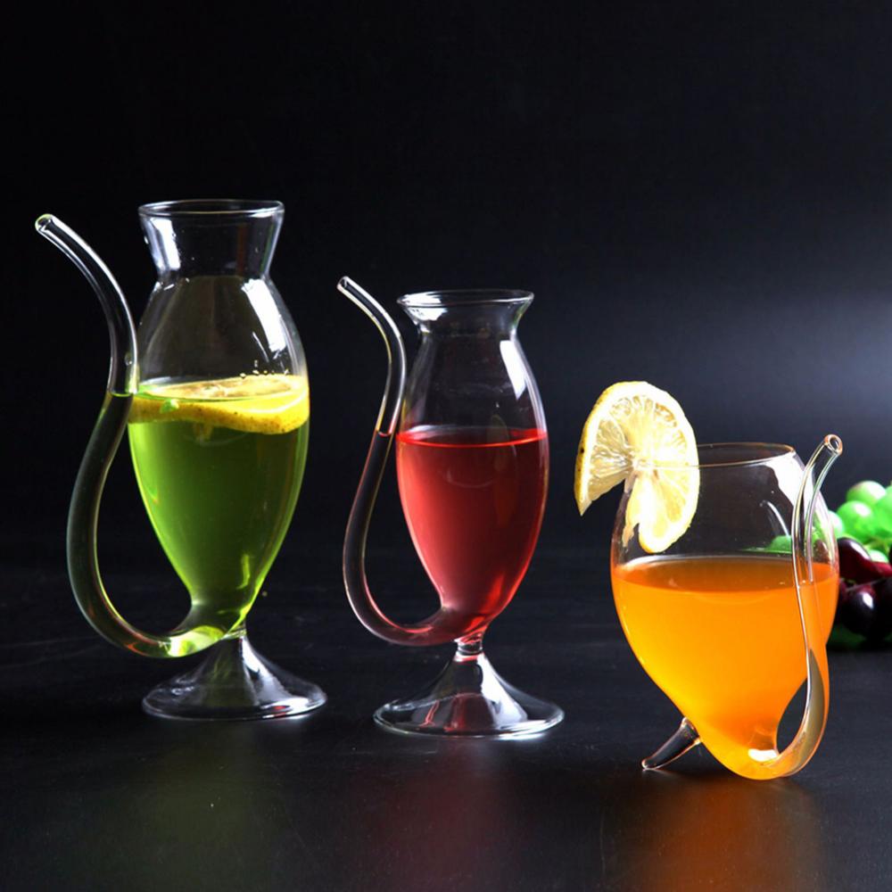 Tazza Bicchiere con Cannuccia Bicchiere Vino Whiskey Resistente al Calore Succhiare Succo Latte Tubo per Bere Tazza con Cannuccia