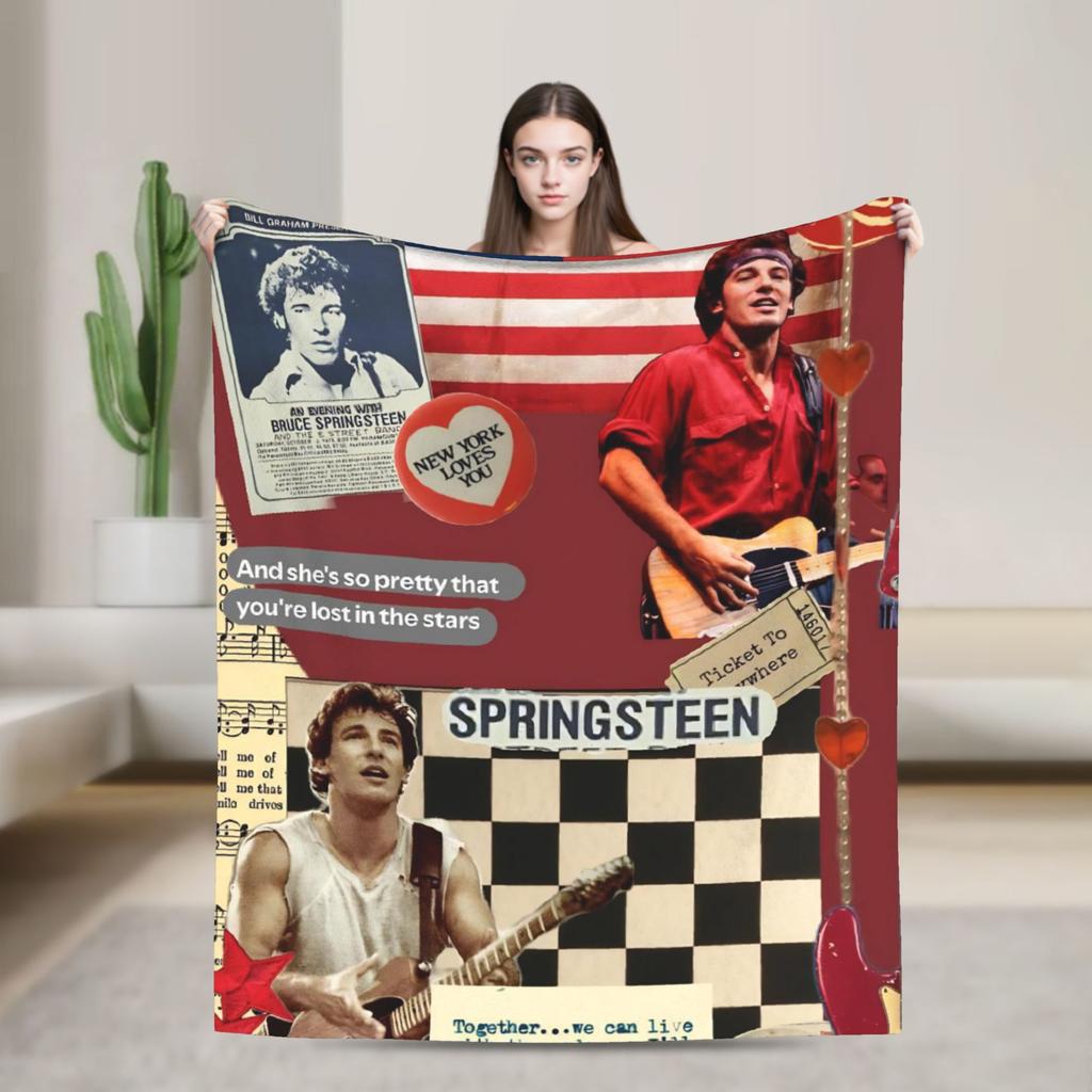 Bruceed Springsteened Concert Tour Blanket Quality Warm  Throw Blanket Winter Picnic Couch Chair Novelty Bedspread