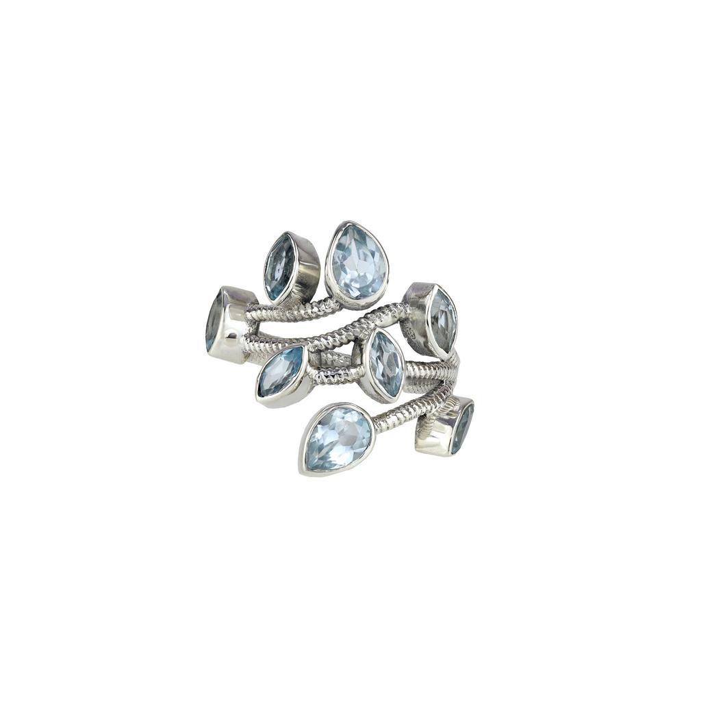 Sterling Silver Garnet Ring: Handmade Twisted Wire Design