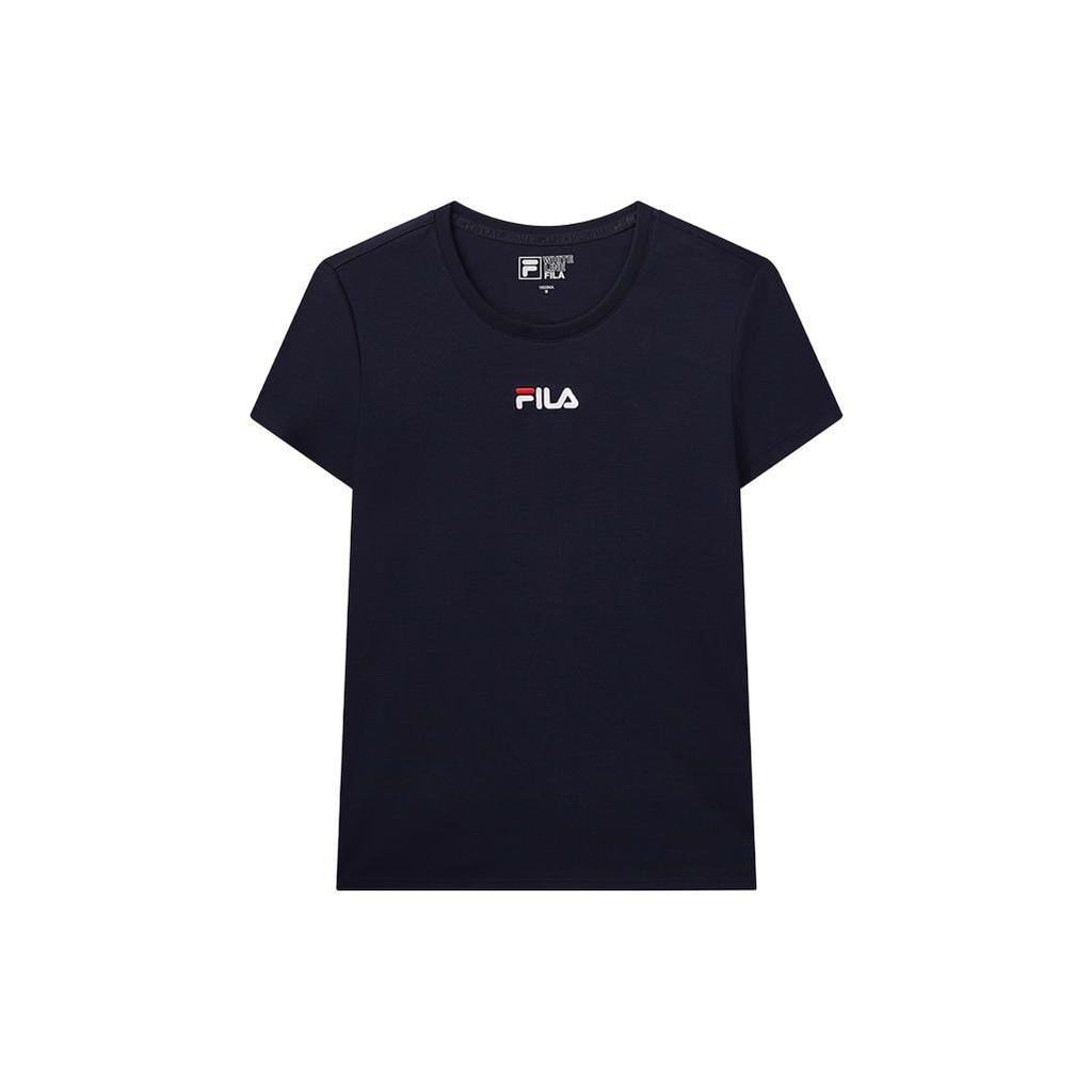 FILA Casual Sports Cotton Pullover Short Sleeve Regular T Shirt Women Legend Blue F51W228154FNV