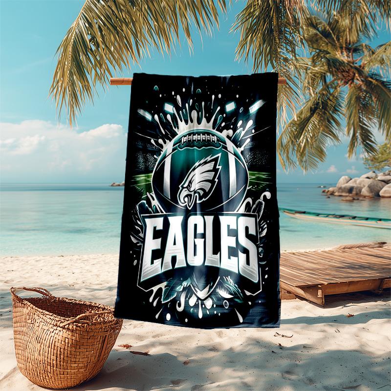 proof beach towel with Philadelphia Eagles LOGO pattern - soft,absorbent,quick-drying,machine washable - perfect for swimming,camping,bathing