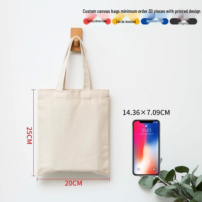 Black Canvas Tote Bag with Logo Print - Eco-friendly for Students