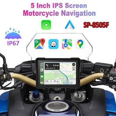 5-inch IPS Touch Screen Motorcycle Navigation, GPS Navigation, 2024, Carplay, Android Auto, IP67 Waterproof, Dual Bluetooth