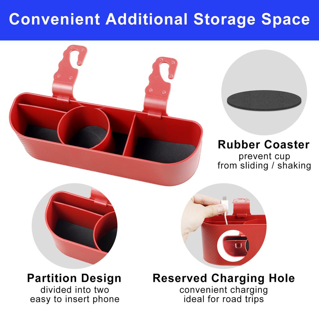 2Pcs Car Headrest Backseat Organizer Multifunctional Hanging Seat Back Phone Organizer with Cup Holder 5-lattice Storage For Car