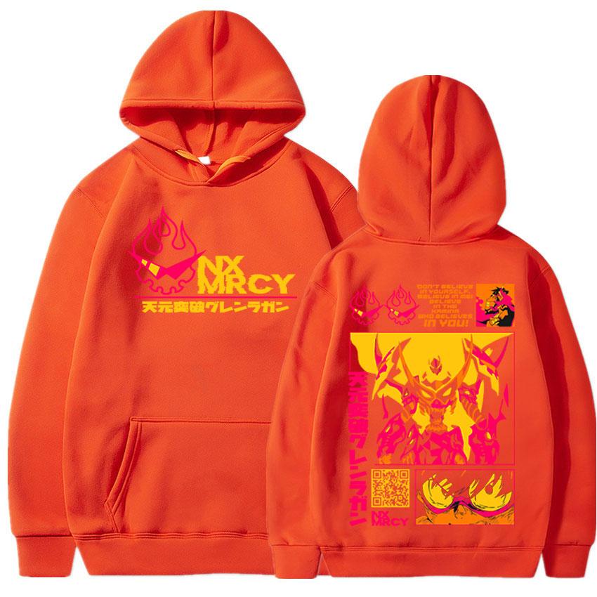 Japonia fierbinte Anime Tengen Toppa Gurren Lagann imprimeu hanorac stil desene animate hanorace bărbați femei moda casual grafic hanorac Streetwear