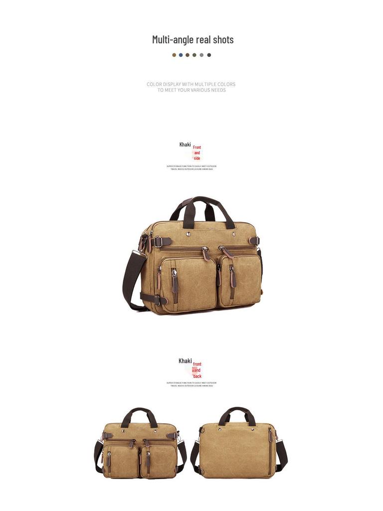 Cross-border Genuine Leather Briefcase: Multifunctional Shoulder & Travel Bag with Large Capacity for Laptop & Essentials