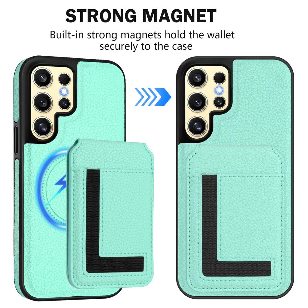 Magsafe 2-i-1 Avtagbart Plånboksfodral för iPhone 16 med Kortinnehavare Magnetiskt PU-läder Fodral med Lock Stativ Kreditkortsplatser för Samsung Galaxy S25 S24 S23