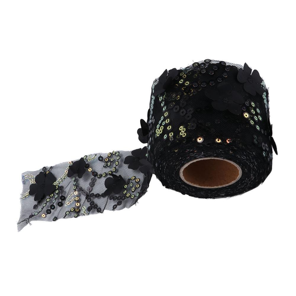 1pcs Polyester Material Sequined Tulle Roll 10 Yards Length Embroidered Sheer Ribbon For DIY Crafts