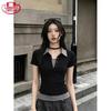 Langsha Women's Faux Two-Piece Polo T-Shirt