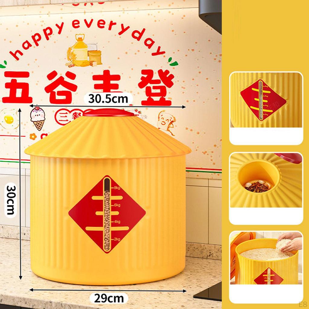 Food Container Rice Storage Bin Lightweight Airtight Grain Bucket for Flour Beans