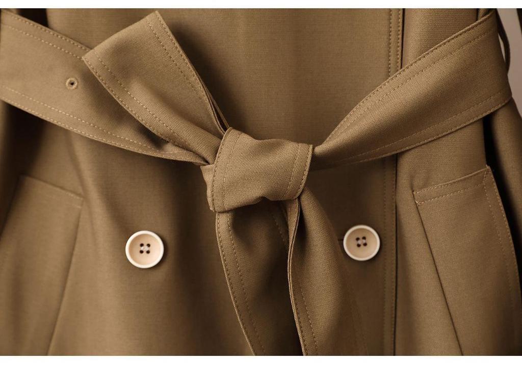 2026 Spring Women's British Style Double-Breasted Belted Trench Coat