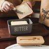 Ceramic Western-Style Butter Dish with Knife - Rectangle Cheese Box for Household and Restaurant Use