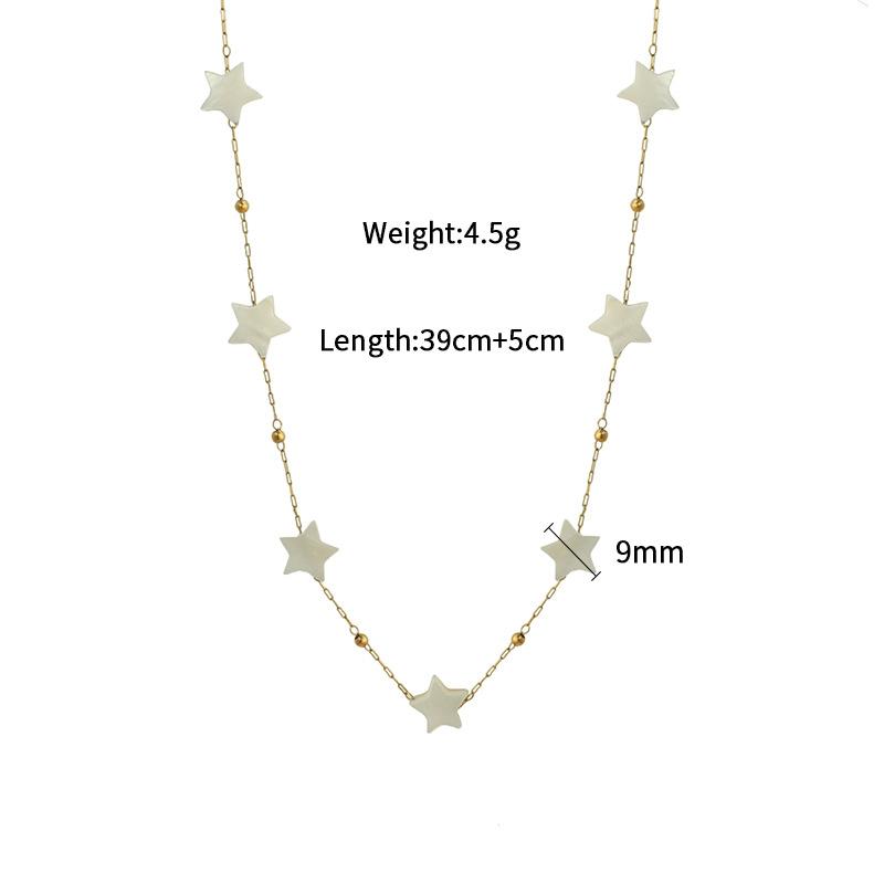 Stainless Steel Personality Popular Non-Fading Texture White Five-Pointed Star Collarbone Necklace Bracelet Set Elegant Accessories Women