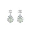 Natural jadeite blue water s925 sterling silver stud earrings new Chinese simple egg surface super flash high design sense daily jewelry gift