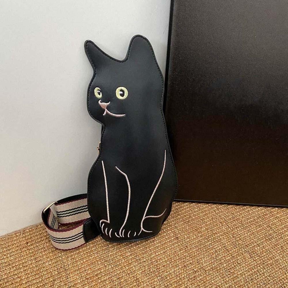 Cartoon Black Cat Chest Pouch Adjustable Strap Multi-functional Cat Shoulder Bag Anti-splash Water Large Capacity