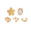 Baroque Imitation Pearl Retro Ring Design Sense Liquid Lava Flower Opening Ring