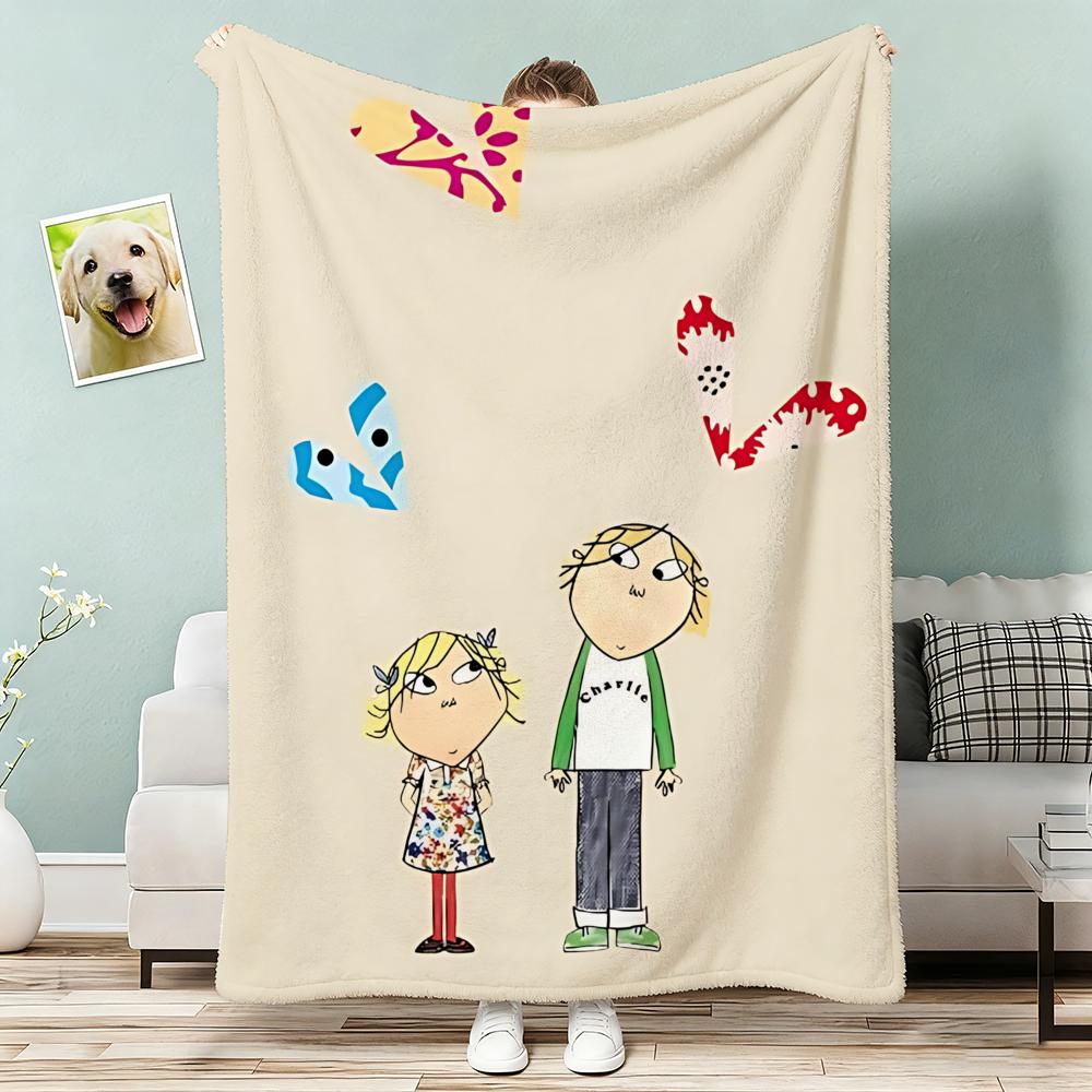Anime Charlie and Lola Throw Lightweight G Flannel Blanket Soft Skinfriendly for Summer Cooling