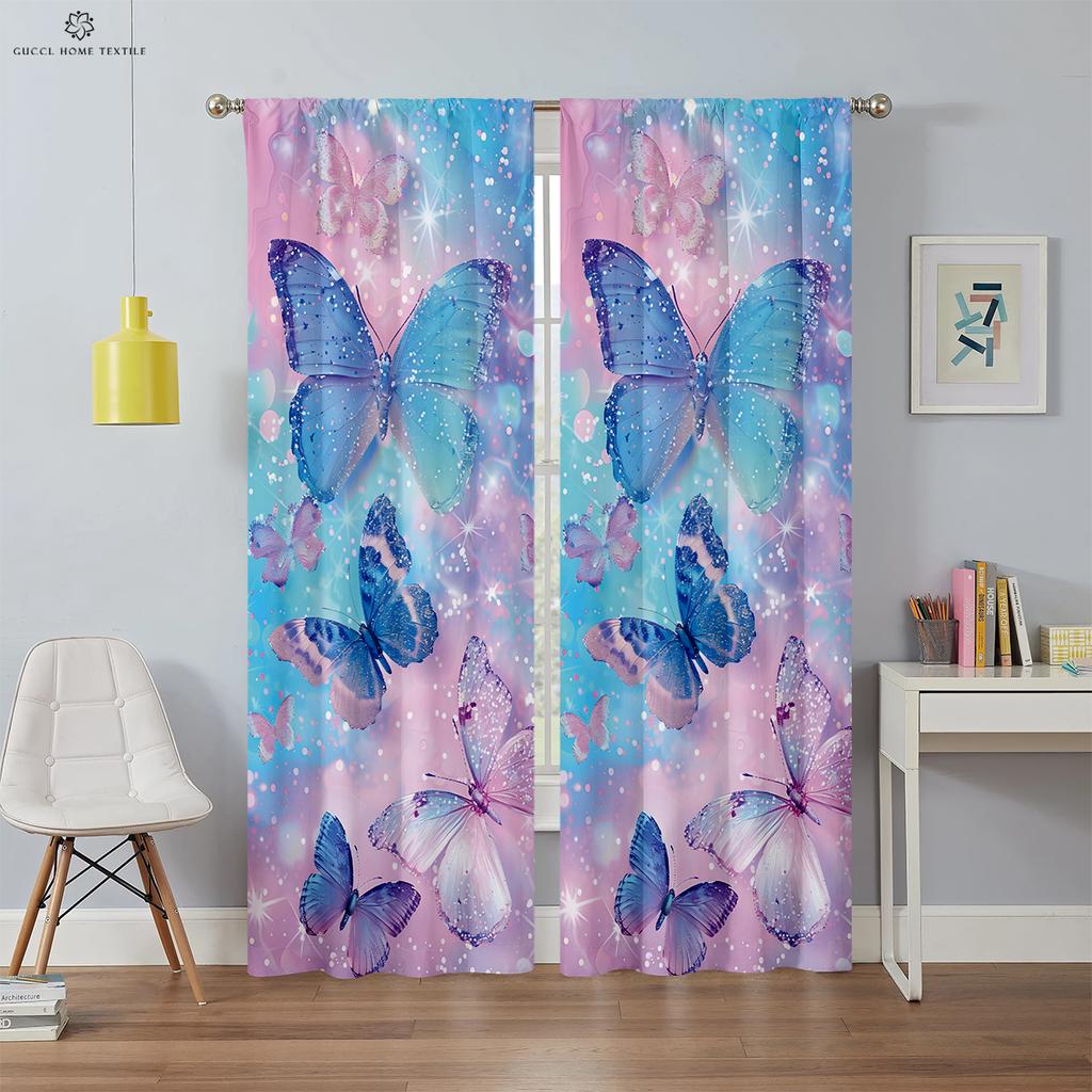 Fantasy Unicorn Window Curtains, Purple, Shiny, Custom, for Children's Room, Living Room, Kitchen, Home Decoration, 2PCs