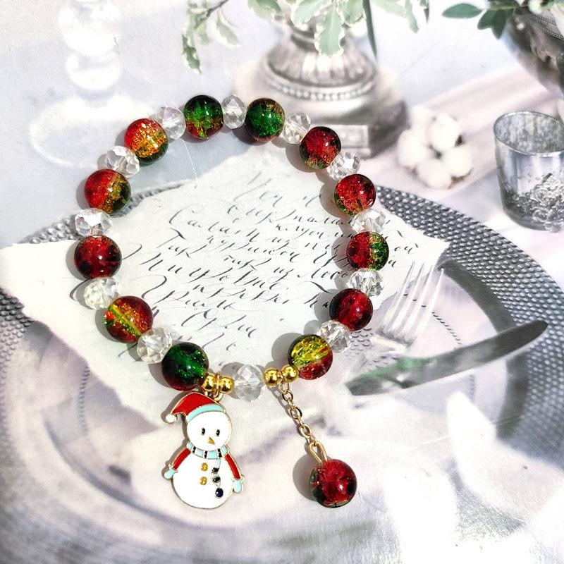 High-End Weihnachts-Cartoon-Armband mit Schneemann & Weihnachtsmann - Perfektes Nischen-Design Geburtstagsgeschenk