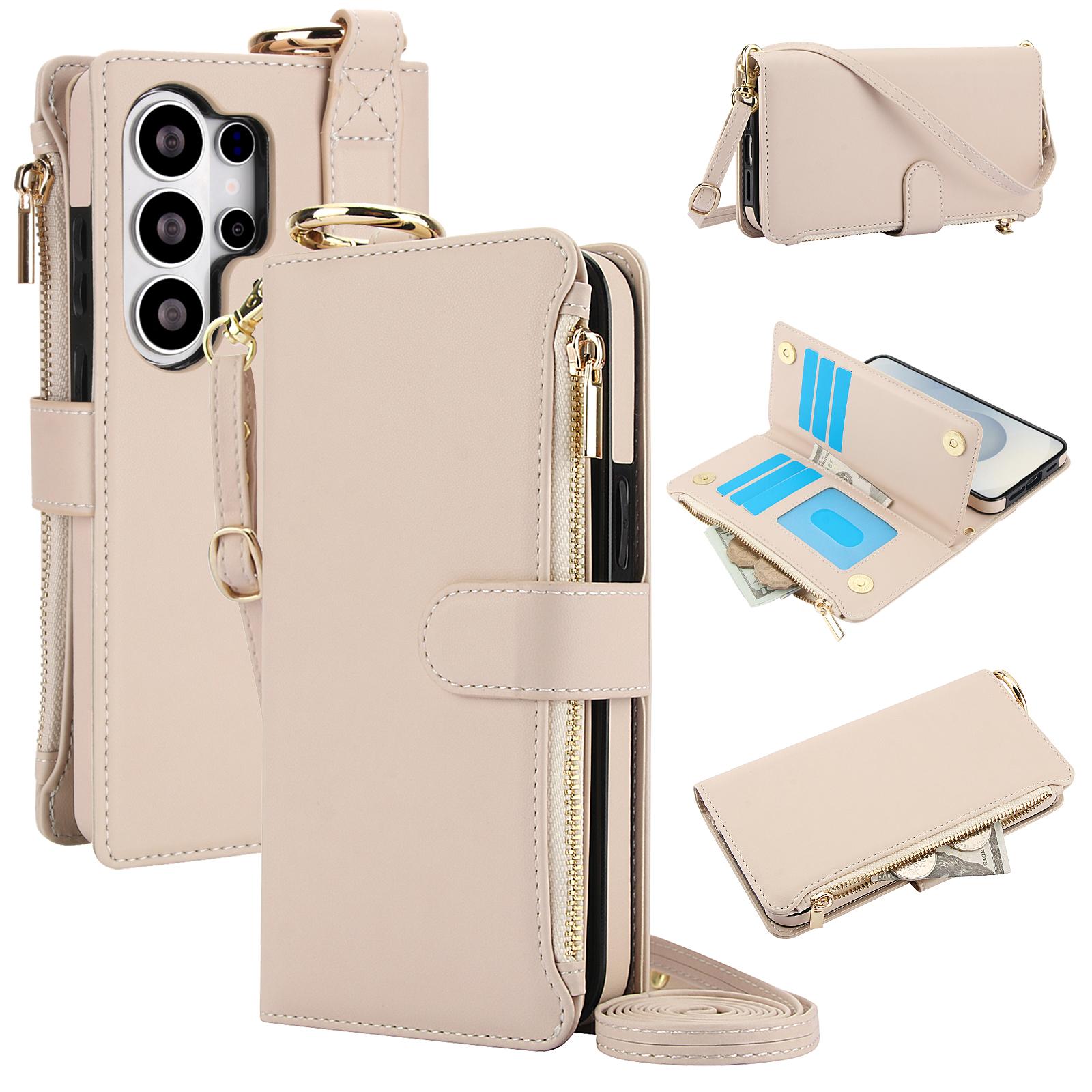 

Luxury PU Leather Zipper Wallet Case for Samsung Galaxy S22 S23 S24 S25 S26 Ultra Plus Detachable Crossbody Lanyard Card Holder Galaxy S25 Edge